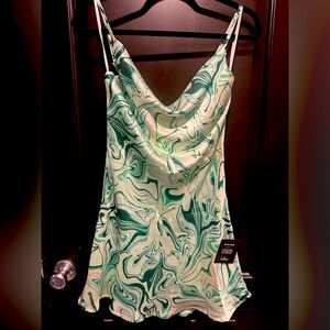 Green Swoopneck Mini Dress